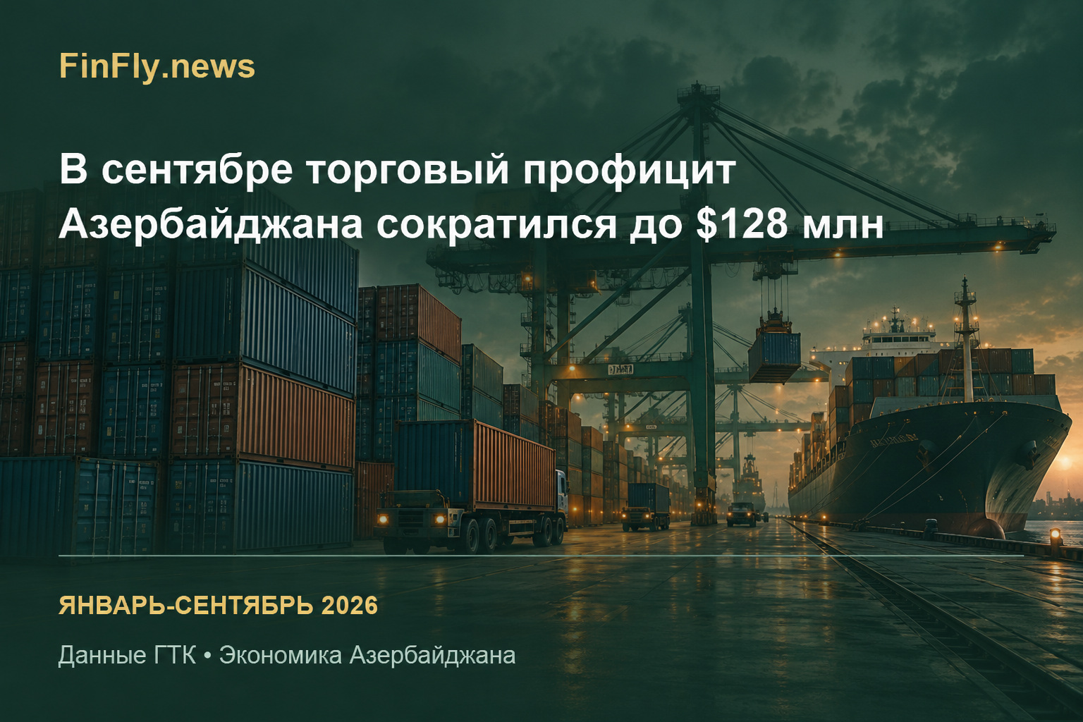 В сентябре торговый профицит Азербайджана сократился до $128 млн